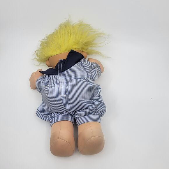 Vintage Russ Berrie Blue SAILOR Boy TROLL KIDZ Soft Body DOLL Blue Eyes - Picture 7 of 9